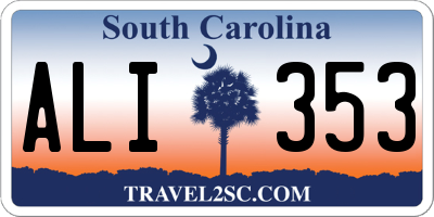 SC license plate ALI353