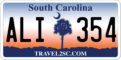 SC license plate ALI354
