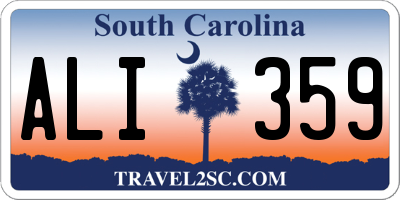 SC license plate ALI359