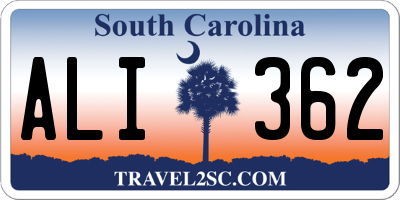SC license plate ALI362
