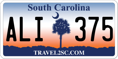 SC license plate ALI375
