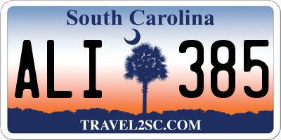 SC license plate ALI385