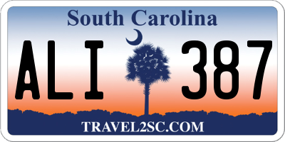 SC license plate ALI387