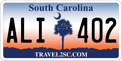 SC license plate ALI402
