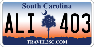 SC license plate ALI403