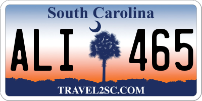 SC license plate ALI465