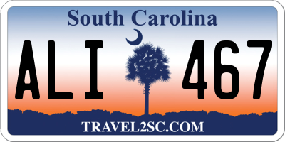 SC license plate ALI467