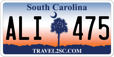 SC license plate ALI475