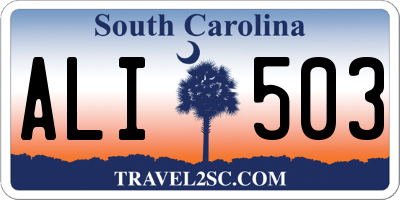 SC license plate ALI503