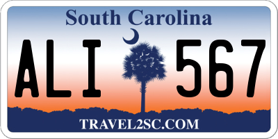 SC license plate ALI567
