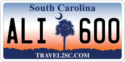 SC license plate ALI600
