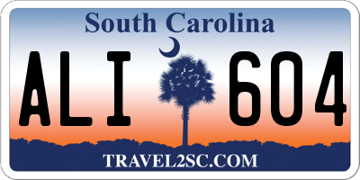 SC license plate ALI604