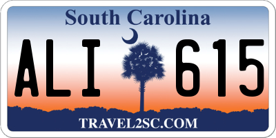 SC license plate ALI615