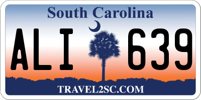 SC license plate ALI639
