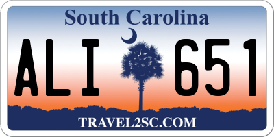 SC license plate ALI651
