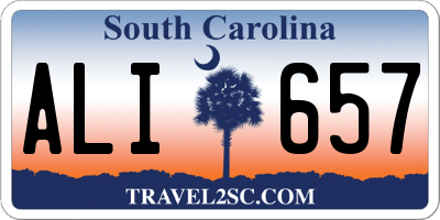 SC license plate ALI657
