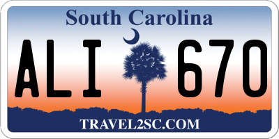 SC license plate ALI670