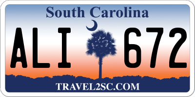 SC license plate ALI672