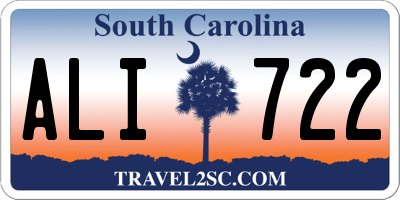 SC license plate ALI722