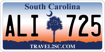 SC license plate ALI725