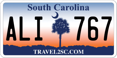 SC license plate ALI767