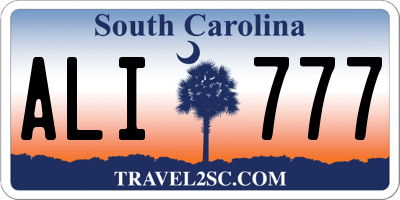 SC license plate ALI777