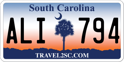 SC license plate ALI794