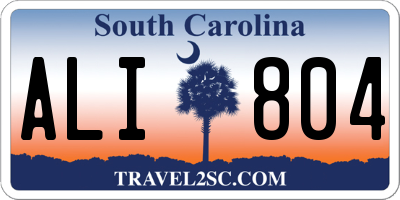 SC license plate ALI804
