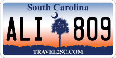SC license plate ALI809
