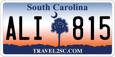 SC license plate ALI815