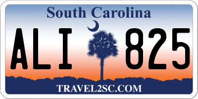 SC license plate ALI825