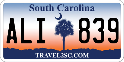 SC license plate ALI839