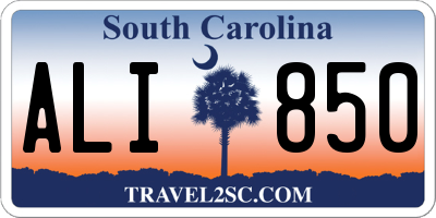 SC license plate ALI850