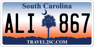 SC license plate ALI867