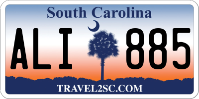 SC license plate ALI885