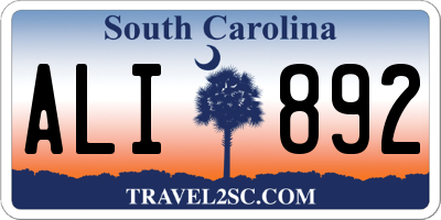 SC license plate ALI892