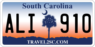SC license plate ALI910