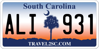 SC license plate ALI931