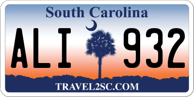 SC license plate ALI932