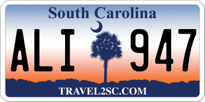 SC license plate ALI947