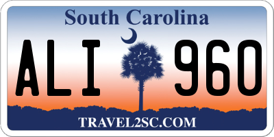 SC license plate ALI960