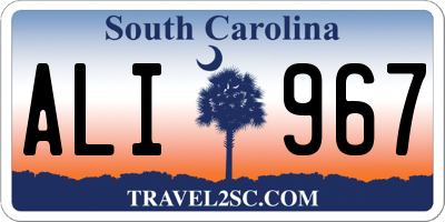 SC license plate ALI967