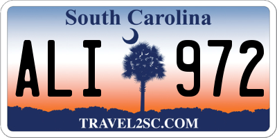 SC license plate ALI972