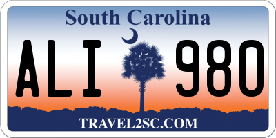 SC license plate ALI980