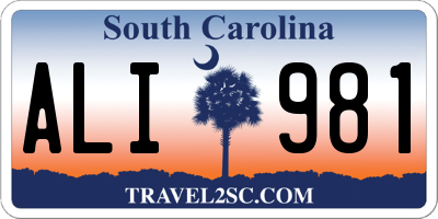 SC license plate ALI981