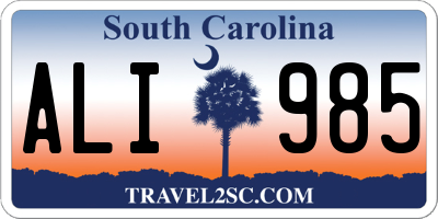 SC license plate ALI985