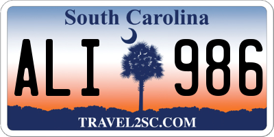 SC license plate ALI986
