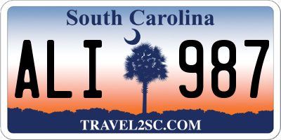 SC license plate ALI987