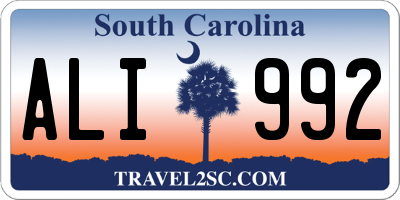 SC license plate ALI992