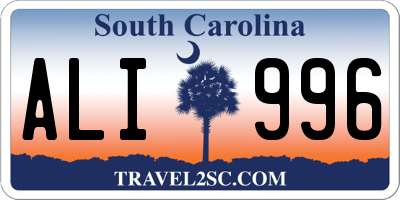 SC license plate ALI996